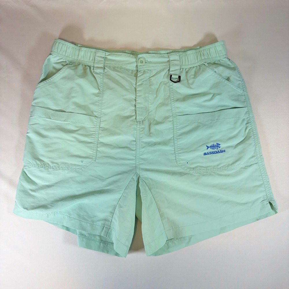 Bassdash Mens XL Fishing Shorts Mint Green Nylon Cargo Quick Dry Hiking Outdoor